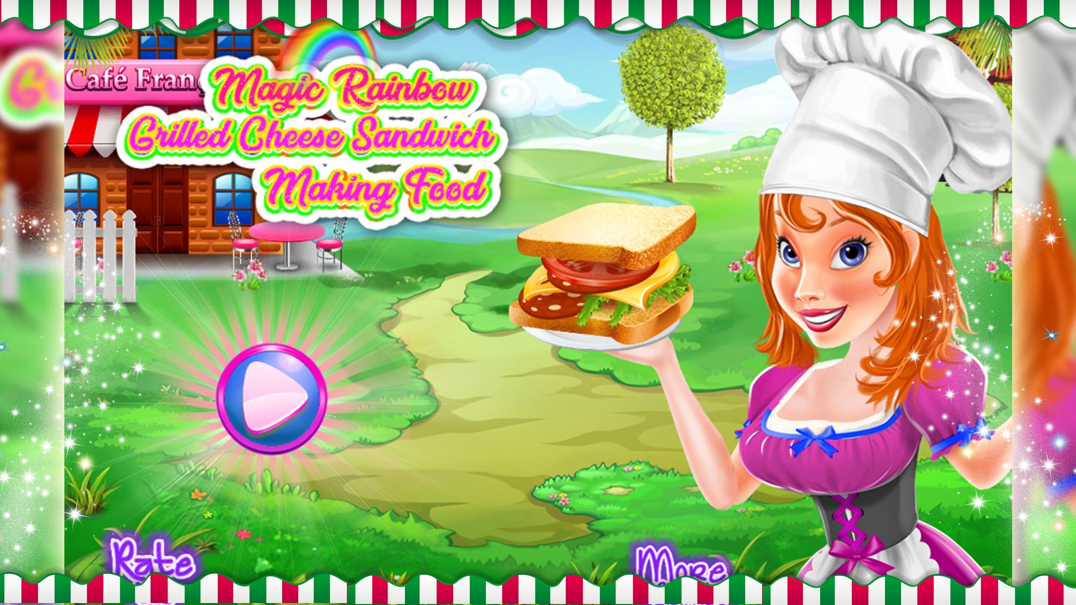 Magic rainbow grilled cheese sandwich making food